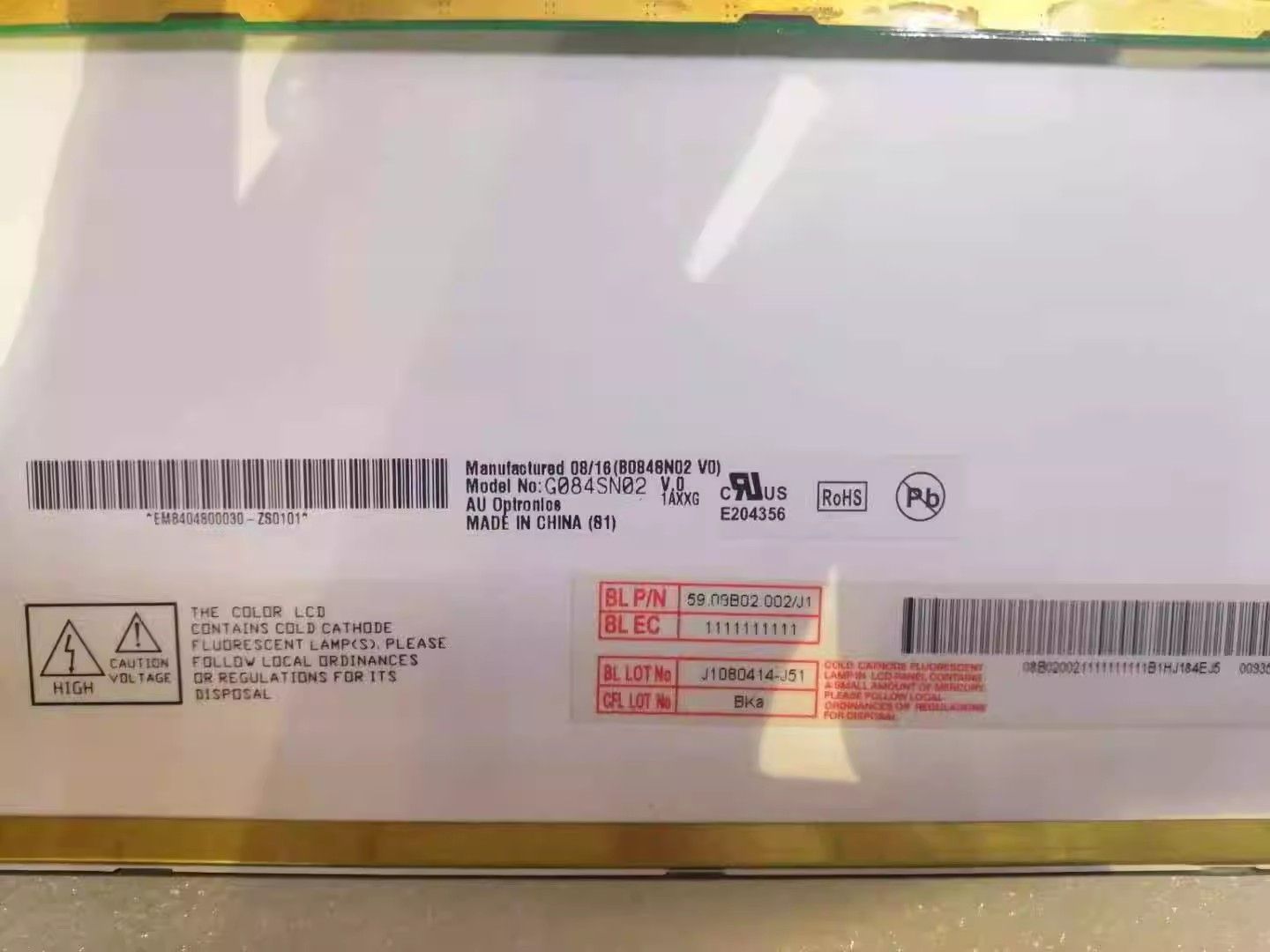 8.4 Inch (800*600) Industrial LCD Screen Display Panel G084SN02 V0 G084SN02 V.0