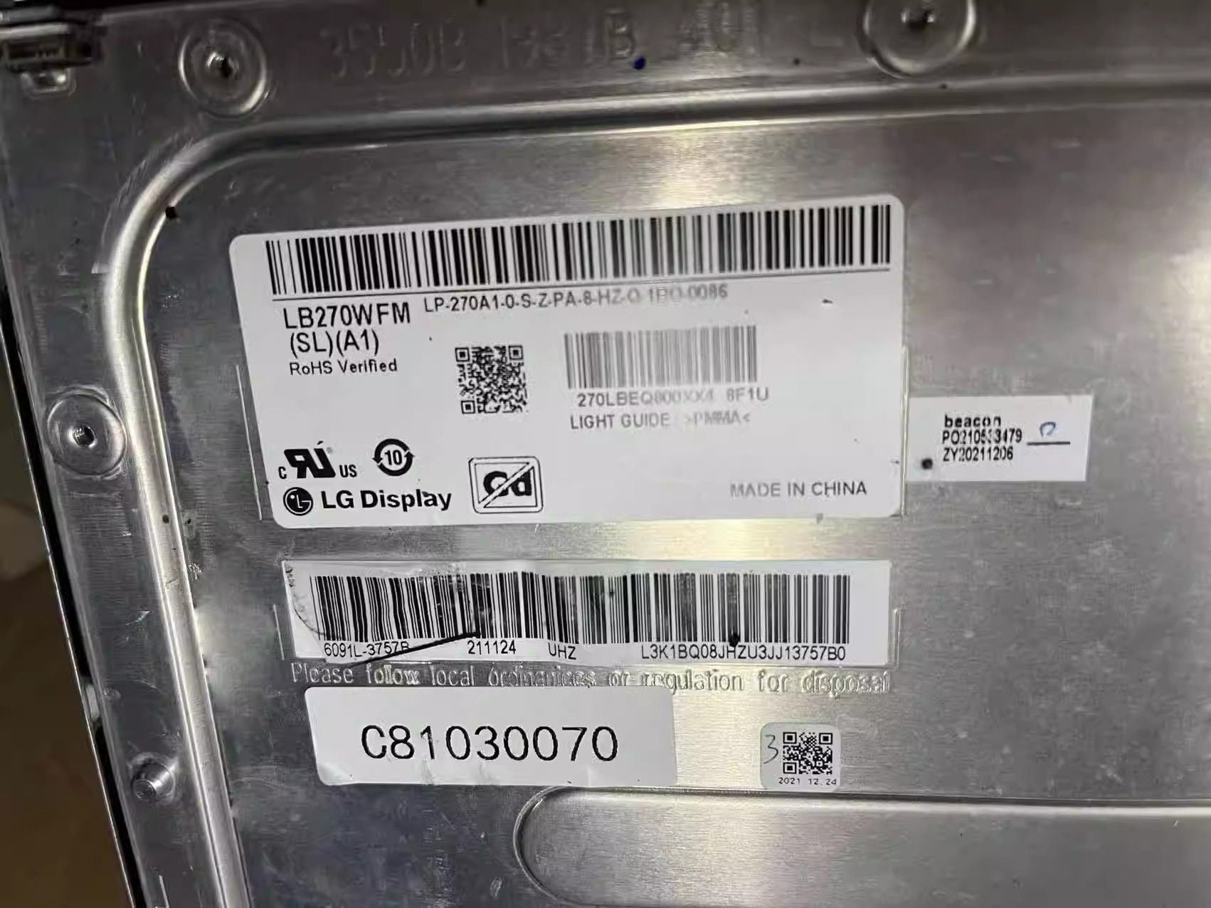 Original LB270WFM-SLA1 LG Screen 27" 1920*1080 LB270WFM-SLA1 Display