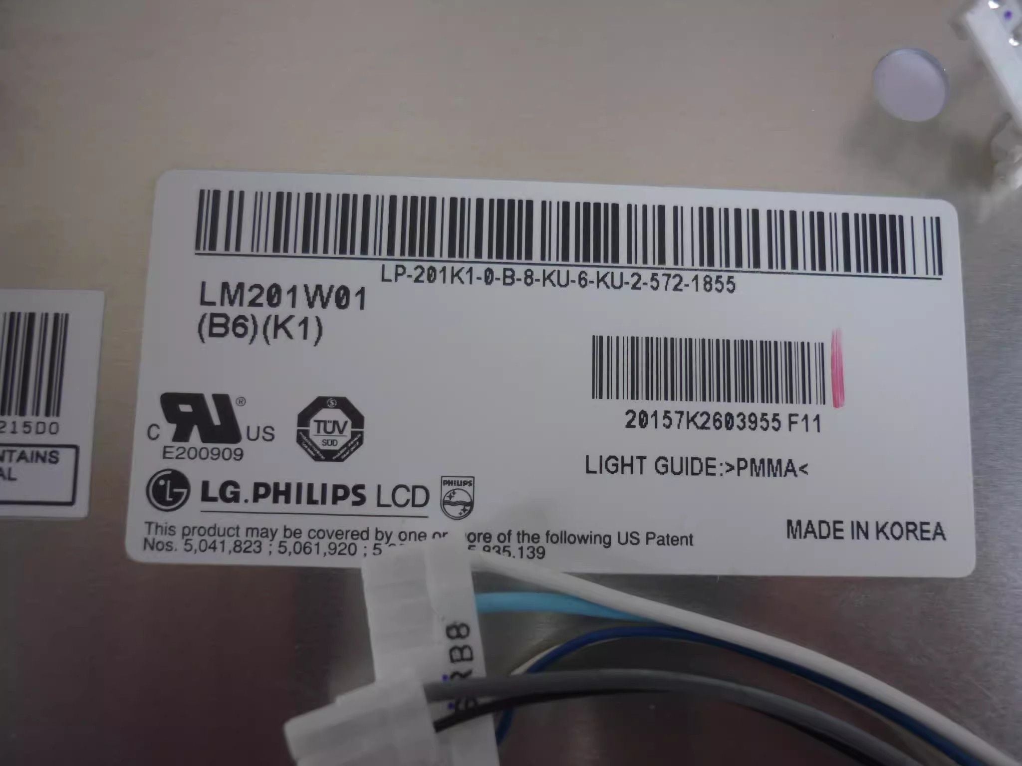 Original LG LM201W01-B6K1 Screen 20.1" 1680×1050 LM201W01-B6K1 Display