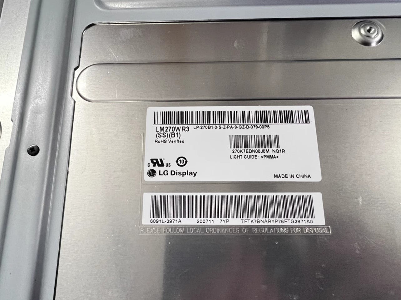 Original LM270WR3-SSB1 LG Screen 27" 3840*2160 LM270WR3-SSB1 Display